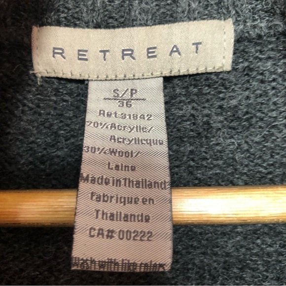 Vintage Zip Up Neutral Wool Blend Turtleneck Knit Cardigan Sweater Small - Picture 8 of 10